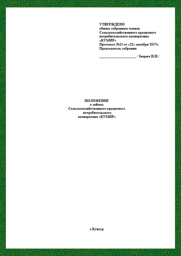 Положение о займах